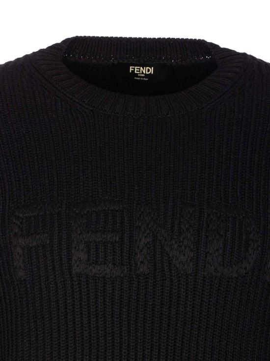 26SS 펜디 맥시 로고 자수 울 리브 니트 스웨터 FZX091AW0CF0QA1 Black - FENDI