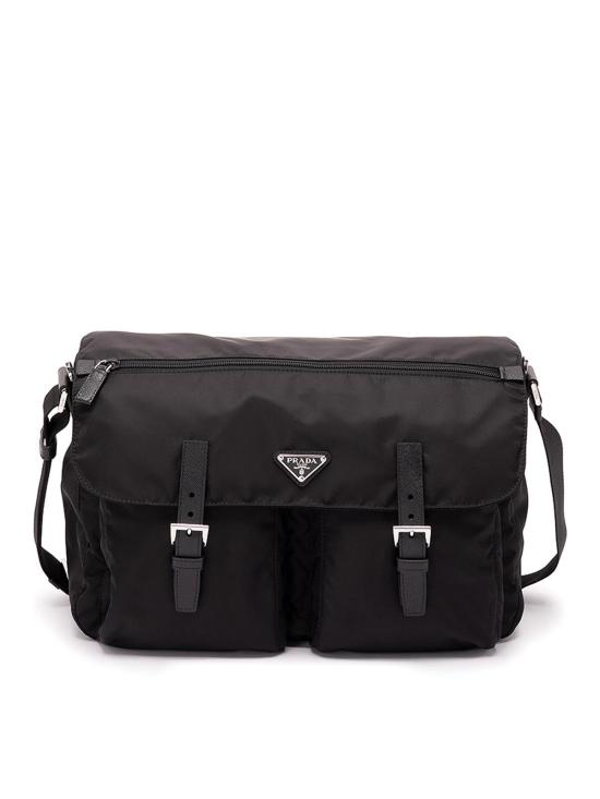 26FW 프라다 리나일론 카프스킨 가죽 메신저백 2VD0722C26VDMOF0002 Black