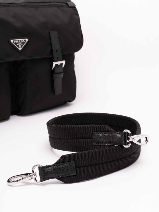 26FW 프라다 리나일론 카프스킨 가죽 메신저백 2VD0722C26VDMOF0002 Black - PRADA