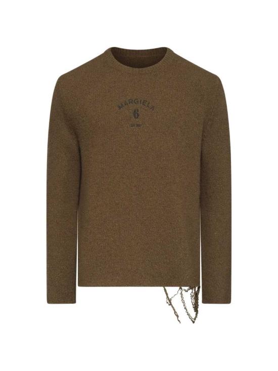 26FW MM6 메종마르지엘라 스웨터 SH0HL0049M13283 727S KHAKI BLACK PRINT