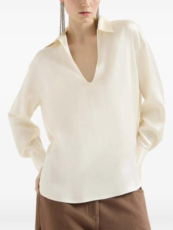 26FW 브루넬로 쿠치넬리 블라우스 MB179B1D05C7925 White - BRUNELLO CUCINELLI