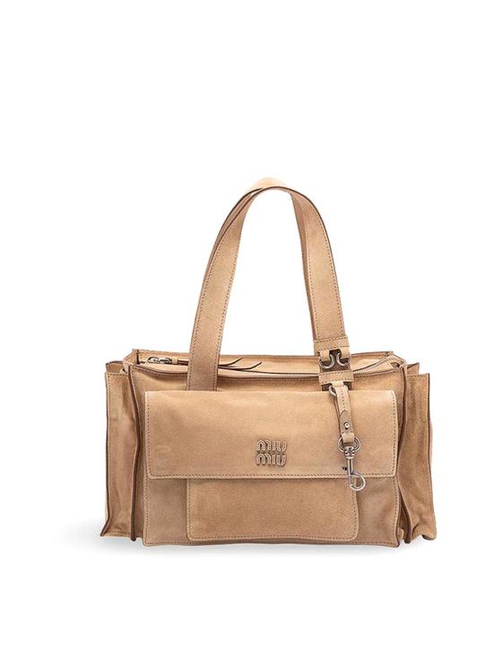26FW 미우미우 유틸리테 스웨이드 탑 핸들 백 5BG3352CSSVPOOF0379 BEIGE
