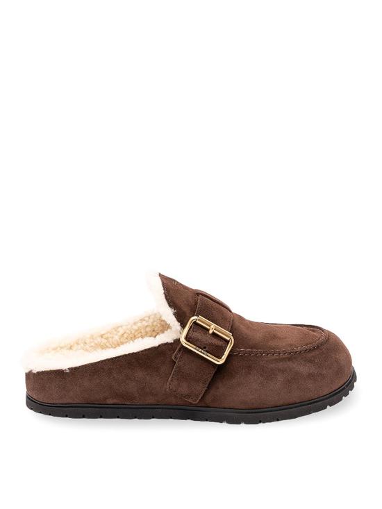 26FW 프라다 스웨이드 셔링 뮬 1R548OJFTFZF10F0003 DARK BROWN