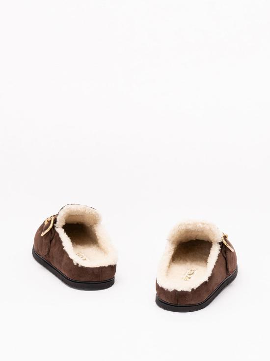 26FW 프라다 스웨이드 셔링 뮬 1R548OJFTFZF10F0003 DARK BROWN - PRADA
