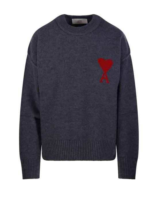 26FW 아미 빅 하트 울 크루넥 스웨터 UKS838 018 084 HEATHER GREY RED