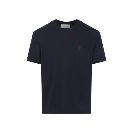 26FW 아미 스몰 하트 로고 티셔츠 BFUTS035 724 430 NIGHT BLUE - AMI
