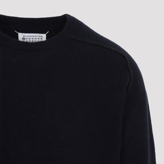 26FW 마르지엘라 버진 울 크루넥 스웨터 S50HL0070 M13303 511F NAVY DARK GREY - MAISON MARGIELA