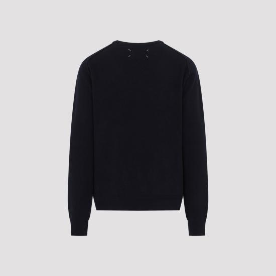 26FW 마르지엘라 버진 울 크루넥 스웨터 S50HL0070 M13303 511F NAVY DARK GREY - MAISON MARGIELA