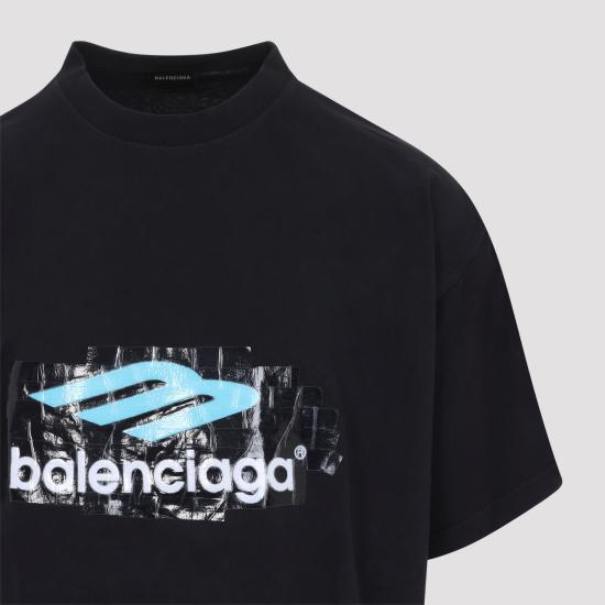 26SS 발렌시아가 로고 오버사이즈 코튼 티셔츠 850345 TTVT4 3363 FADE W BK LIGHT BL - BALENCIAGA