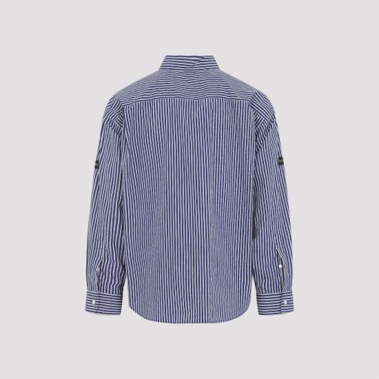 26SS 발렌시아가 스트라이프 로고 패치 셔츠 857814 TTM34 8502 NAVY WHITE - BALENCIAGA