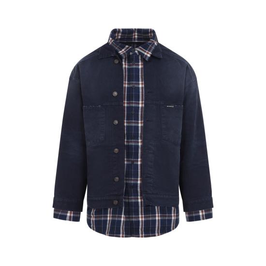 26SS 발렌시아가 패치드 셔츠 재킷 857174 TTW64 8074 NAVY DIRTY DARK BLUE - BALENCIAGA