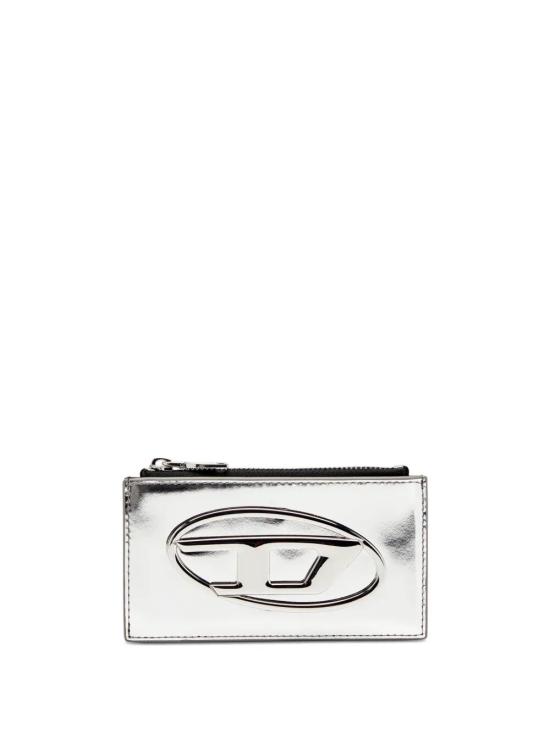 26FW 디젤 1DR 로고 메탈릭 지퍼 카드 홀더 X10270 PS202 H0535 SILVER