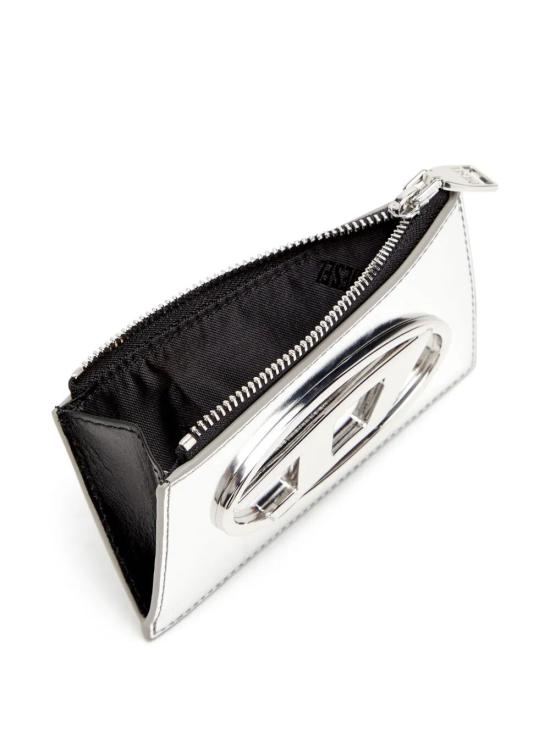 26FW 디젤 1DR 로고 메탈릭 지퍼 카드 홀더 X10270 PS202 H0535 SILVER - DIESEL