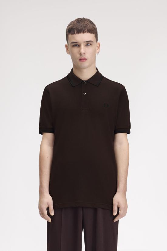 26FW 프레드페리 폴로 티셔츠 M3600 86C Rich brown black - FRED PERRY