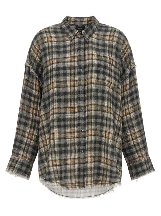 26FW 알13 블라우스 R13WR075R925AGREYCREAMPLAID Gray