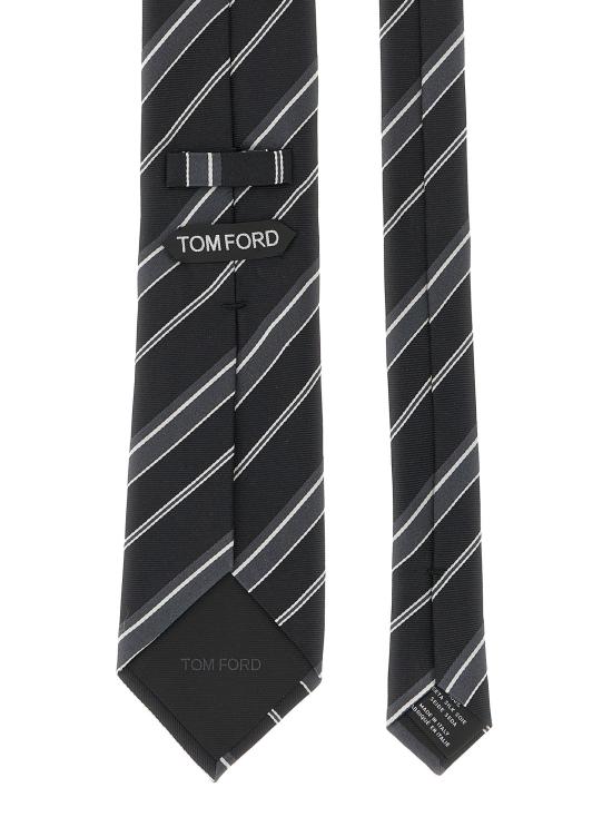 26FW 톰포드 넥타이 대각선 줄무늬  및 파피용 블랙 - TOMFORD