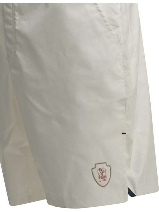 26FW 브루넬로 쿠치넬리 숏팬츠 로고 반바지 화이트 - BRUNELLO CUCINELLI