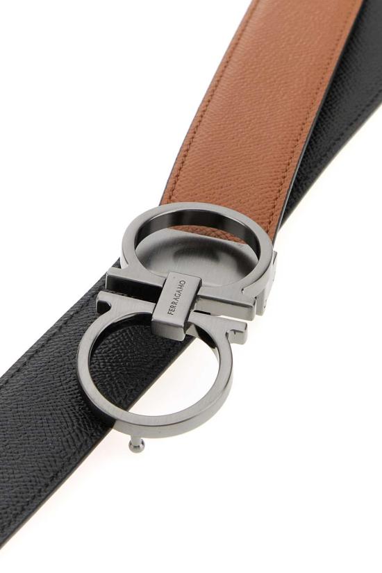  살바토레 페라가모 가죽 벨트 페라가모 비스킷 가죽 양면  Naturalenero - SALVATORE FERRAGAMO