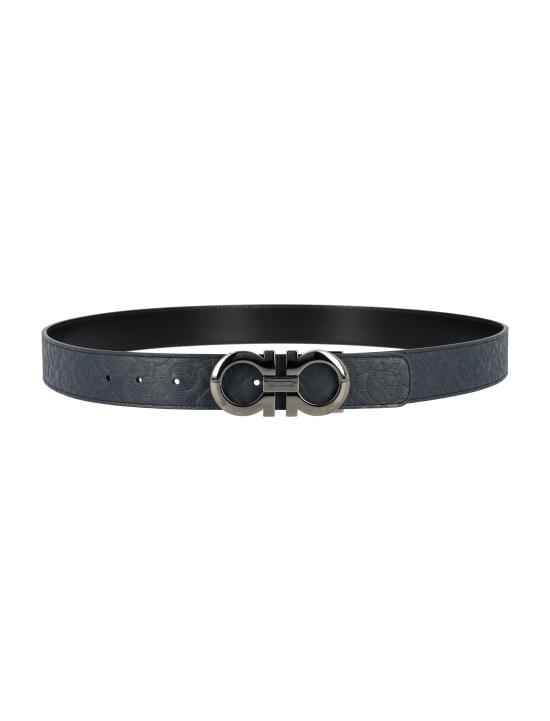 26FW 살바토레 페라가모 간치니 레더 벨트 675542 735830 NAVY DOM - SALVATORE FERRAGAMO