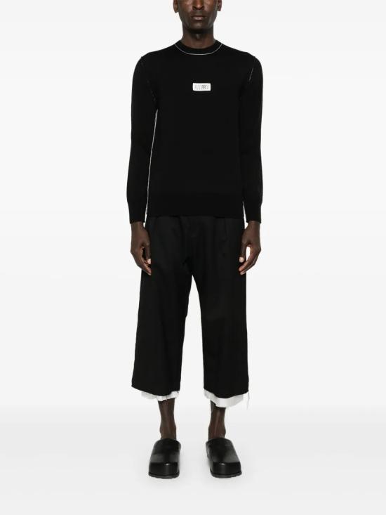 26FW MM6 메종마르지엘라 콘트라스트 스티치 뉴메릭 울 점퍼 SH0HL0017M13037 900 BLACK - MM6 MAISON MARGIELA
