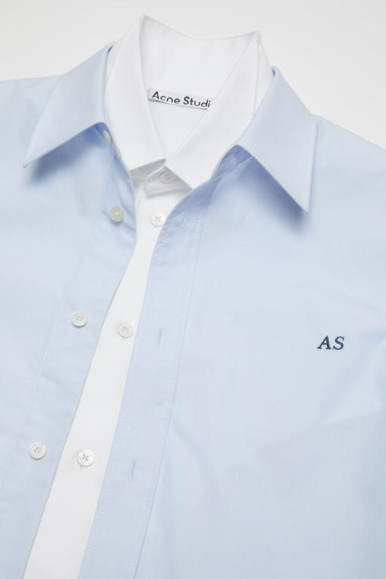 26FW 아크네 스튜디오 레이어드 버튼 코튼 셔츠 BB0708RWMNSHIR000019 AF2 BLUEWHITE - ACNE STUDIOS
