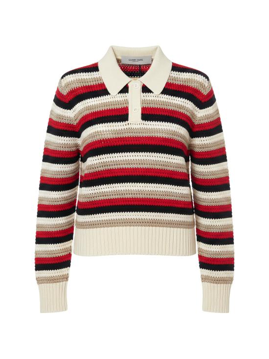 26FW 골든구스 폴로 티셔츠 GWP02857P002680 10575 WHITE RED BLUE