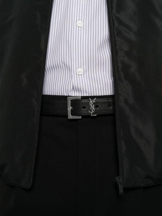 26FW 생로랑 플루이드 그레인 드 푸드르 포멀 슬랙스 A000O7Y7E63 1000 NOIR - SAINT LAURENT
