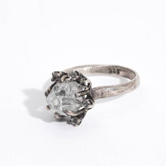  Unearthen Jewelry 반지 언어튼 주얼리 내추럴 링 쿼츠/화이트 사파이어/스털링 실버 - OTHER BRANDS
