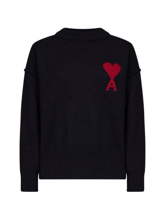 26FW 아미 빅 하트 울 크루넥 스웨터 UKS838 018009 Noir rouge