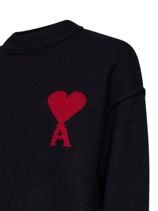 26FW 아미 빅 하트 울 크루넥 스웨터 UKS838 018009 Noir rouge - AMI