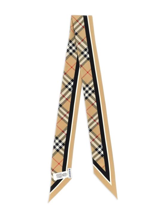 26FW 버버리 스키니 체크 나이트 스탬프 실크 스카프 8114238 A2021 SAND - BURBERRY