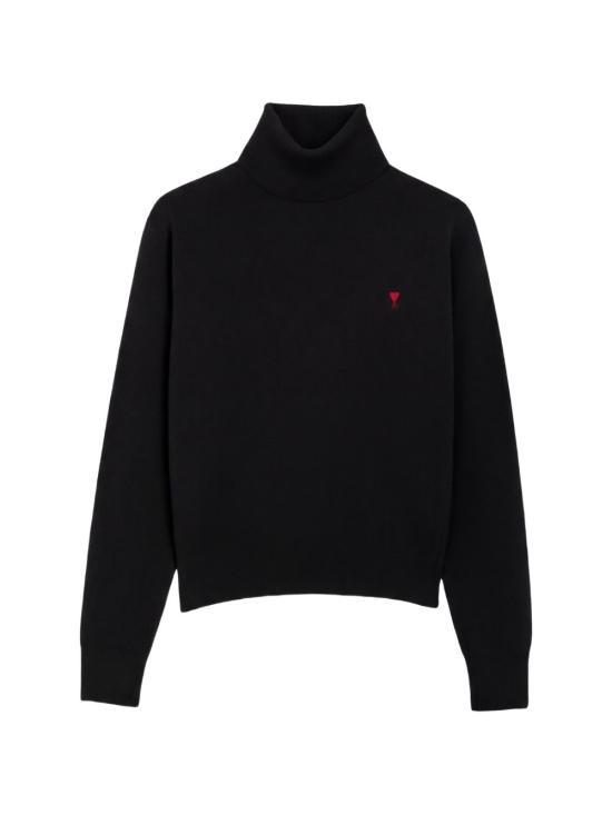 26FW 아미 스몰 하트 로고 메리노 울 니트 터틀넥 HKS827 001009 Noir rouge - AMI