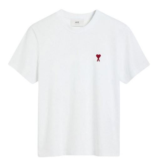 26FW 아미 스몰 하트 로고 티셔츠 BFUTS035 724100 Blanc