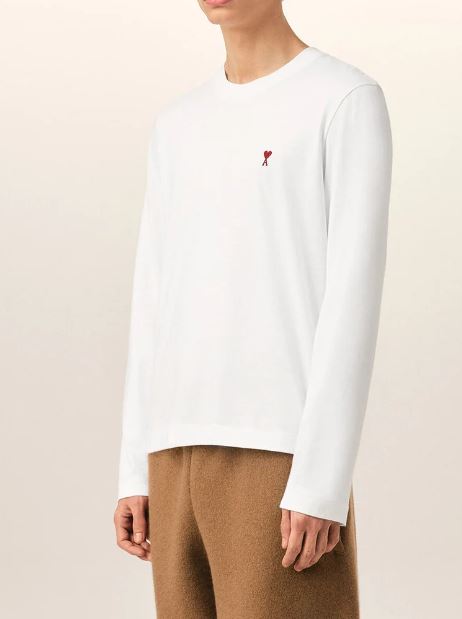 26FW 아미 스몰 하트 로고 롱슬리브 티셔츠 BFUTS235 724100 Blanc - AMI