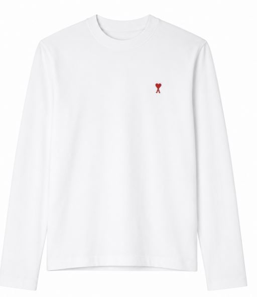 26FW 아미 스몰 하트 로고 롱슬리브 티셔츠 BFUTS235 724100 Blanc