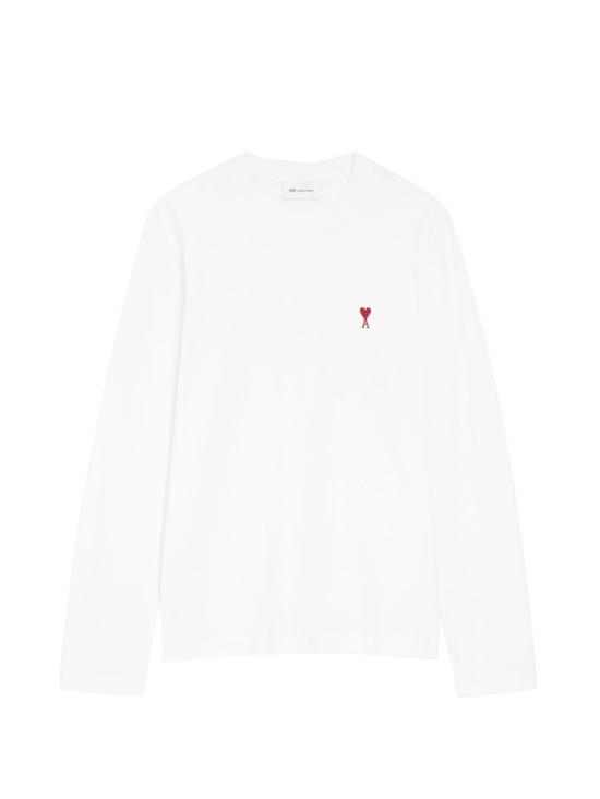 26FW 아미 스몰 하트 로고 롱슬리브 티셔츠 BFUTS235 724100 Blanc - AMI