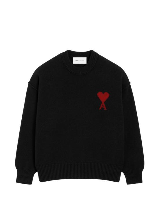 26FW 아미 빅 하트 울 크루넥 스웨터 UKS838 018 009 Black