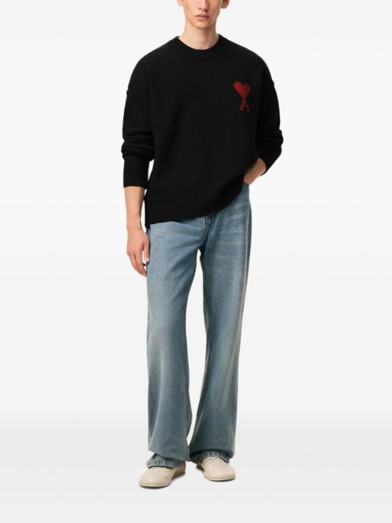 26FW 아미 빅 하트 울 크루넥 스웨터 UKS838 018 009 Black - AMI