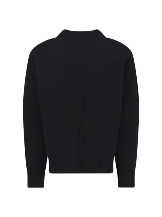26FW 아미 하트 로고 인타르시아 V넥 가디건 UKC367 018009 Black - AMI