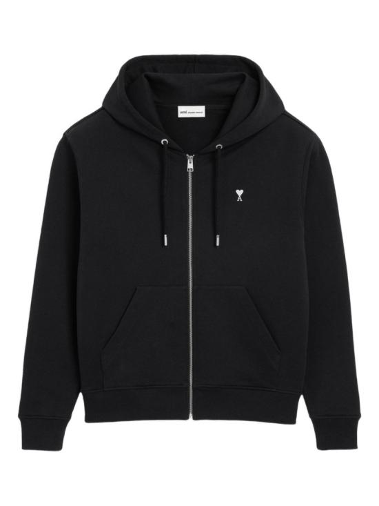 26FW 아미 스몰 하트 로고 코튼 후드 집업 HSW765 730 045 Black