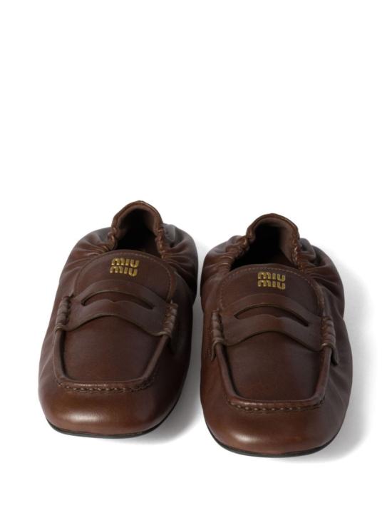 26FW 미우미우 루슈 나파 레더 로퍼 루슈 나파 레더 로퍼 5D341EEFXF D005F0NBL Brown - MIU MIU