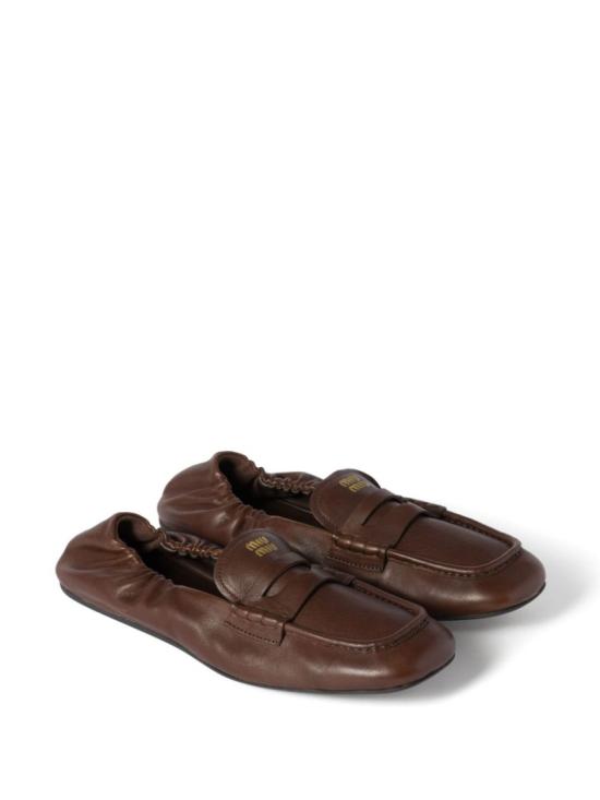 26FW 미우미우 루슈 나파 레더 로퍼 루슈 나파 레더 로퍼 5D341EEFXF D005F0NBL Brown - MIU MIU