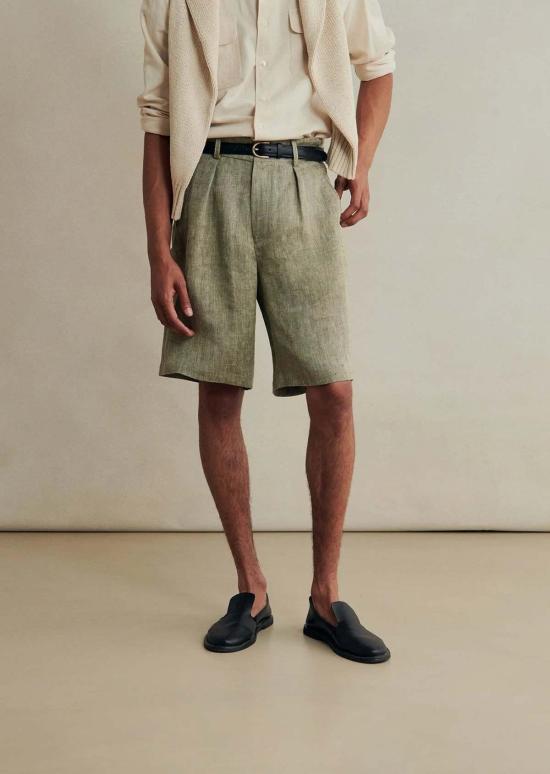  De Bonne Facture 숏팬츠 Naturalist 반바지 카키 + 에크루 - OTHER BRANDS