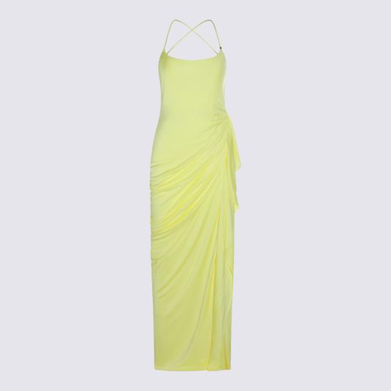 26FW 베르사체 미디 원피스 1024692 1A124971Y970 PALE YELLOW - VERSACE