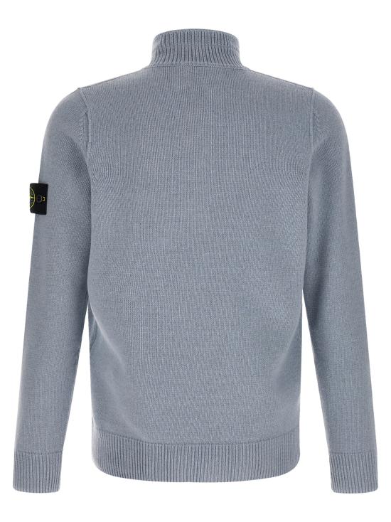 26FW 스톤 아일랜드 로고 패치 하이넥 버튼 울 스웨터 L2S155100040S00A3V0049 Light Blue - STONE ISLAND