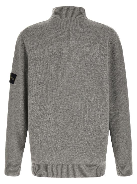 26FW 스톤 아일랜드 로고 패치 하이넥 버튼 울 스웨터 L2S155100040S00A3V0M60 Gray - STONE ISLAND