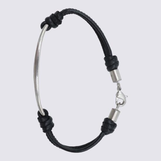 26FW 생로랑 브레이슬릿 A006XE BL44E1000 BLACK SILVER - SAINT LAURENT
