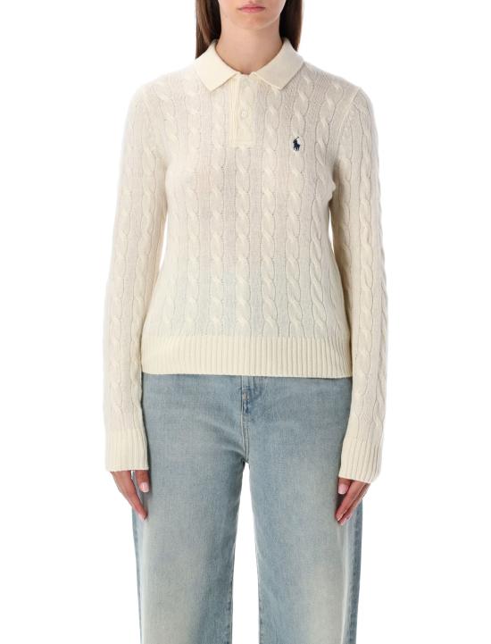 26FW 폴로 랄프로렌 케이블 폴로 니트 211972132 001 Bianco