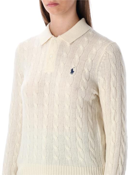 26FW 폴로 랄프로렌 케이블 폴로 니트 211972132 001 Bianco - POLO RALPH LAUREN