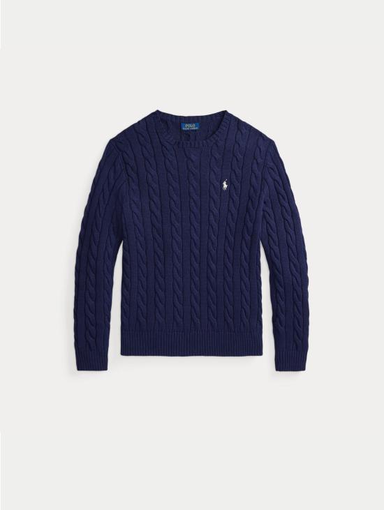 26FW 랄프 로렌 스웨터 Maglia in Cotone a Trecce Blu - RALPH LAUREN